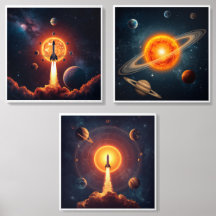 Œuvre d'art murale du système solaire cosmique