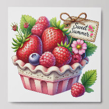Photo Tile-Berry Basket Photo Tile Wall Art