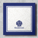 Photo Tile En Mousse Rigide Coquille nautique sur la marine<br><div class="desc">Ajoutez une touche haut de gamme à votre bain ou à votre cuisine de style côtier avec ce carrelage photo décoratif en mousse imprimé avec une palette de couleurs bleu marine, gris clair et crème. Le motif subtil de damas avec contrastes navals est accentué de coquilles couleur crème. Peut être...</div>