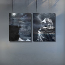 Ensemble d'affiches Stormy Sea & Lighthouse