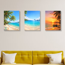 Ensemble d'art mural de plage tropicale de 3 pièce