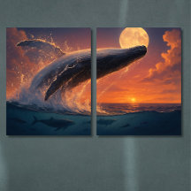 Poster du coucher de soleil de la Lune de baleine