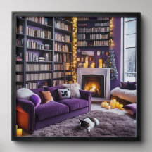 Déco murale de bibliothèque hivernale cosy | Livi