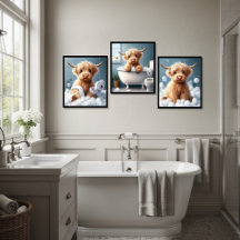 Décor de salle de bain mural Highland Cow set Peel