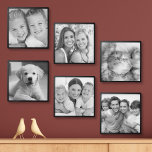 Photo Tile Peel & Stick Famille Black White Photo Collage Mur<br><div class="desc">Créez un écran moderne moderne en noir et blanc pour célébrer votre famille avec ces carreaux peel et bâton photo murale. Sélectionnez le nombre de tuiles désirées, la couleur du cadre et si vous souhaitez inclure le matage. Un filtre modèle convertit vos photos en noir et blanc. Un emplacement ouvert...</div>