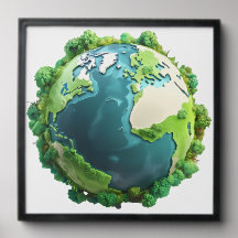 Jour des terres - Terre verte et bleue avec arbres