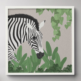 Photo Tile Peel & Stick Zebra amongst Leaves