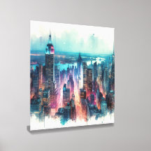 NYC Empire State Building Aquarelle Abstraite
