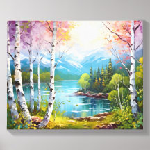 Paysage d'aquarelle côté montagne