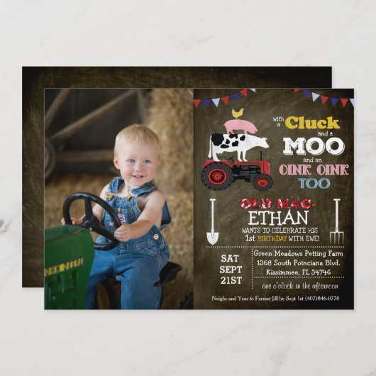 PHOTO/TOUT ÂGE - Invitation d'anniversaire d'un ga (Devant / Derrière)