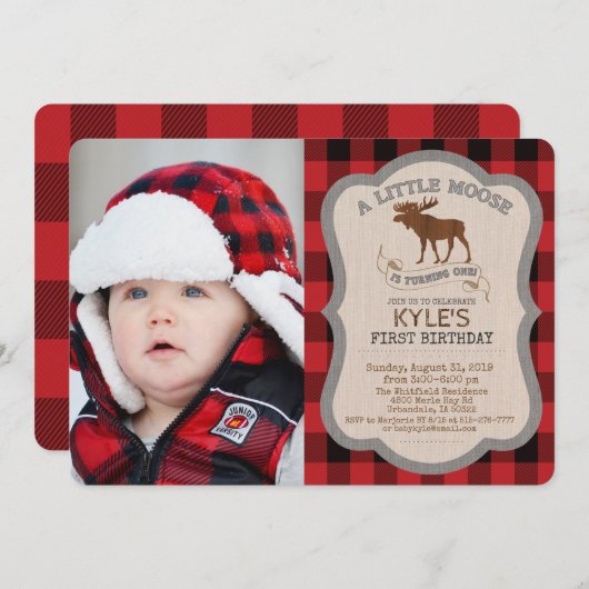 PHOTO/TOUT ÂGE - Moose Boy Invitation d'anniversai (Devant / Derrière)