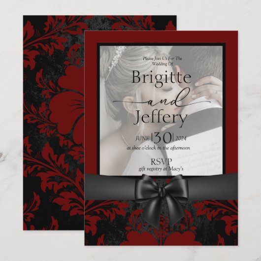 photo traditionnelle rouge et noir faire-part de m (Devant / Derrière)