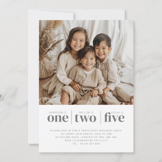 Photo Triple Joint Invitation Anniversaire (Devant)