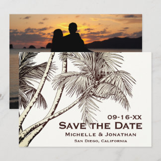 PHOTO Tropische palmboom Beach Weddenschap Save The Date