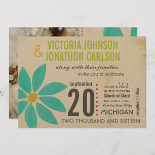 Photo Turquoise Daisy Wedding Invitations