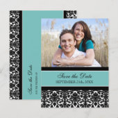 Photo turquoise Enregistrer la date Mariage Cartes (Devant / Derrière)