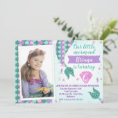 Photo Turquoise mermaid Tail Invitation d'annivers (Debout devant)
