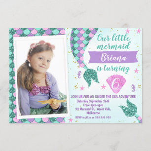Photo Turquoise mermaid Tail Invitation d'annivers
