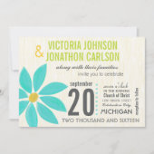 Photo Turquoise Stylisé Daisy Wedding Invitations (Devant)