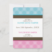 PHOTO TWINS FAIRE-PART DE NAISSANCE mignon garçon  (Dos)