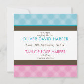 PHOTO TWINS FAIRE-PART DE NAISSANCE mignon garçon  (Dos)