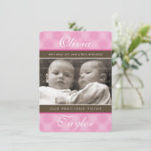 PHOTO TWINS FAIRE-PART DE NAISSANCE petites filles (Debout devant)
