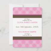 PHOTO TWINS FAIRE-PART DE NAISSANCE petites filles (Dos)