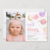 Photo Two the Moon Girl's Birthday Invitations (Devant)
