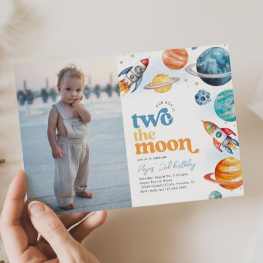 Photo Two the Moon Rocket Invitation