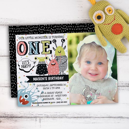 Photo Un An Monster Anniversaire Invitation