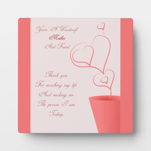 Photo Un Merci pour maman Plaque (Devant)
