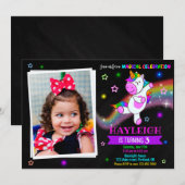 Photo Unicorn anniversaire invitation 1ère fête ma (Devant / Derrière)