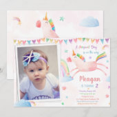 Photo Unicorn anniversaire invitation Anniversaire (Devant / Derrière)