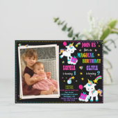 Photo Unicorn anniversaire invitation Jour anniver (Debout devant)