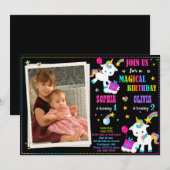 Photo Unicorn anniversaire invitation Jour anniver (Devant / Derrière)