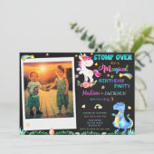 Photo Unicorn et Dinosaur invitation d'anniversair (Debout devant)