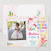 Photo Unicorn et invitation à l'anniversaire de la (Devant / Derrière)