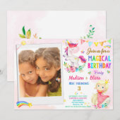Photo Unicorn et invitation à l'anniversaire de la (Devant / Derrière)