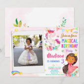 Photo Unicorn et invitation à l'anniversaire de la (Devant / Derrière)