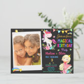 Photo Unicorn et invitation à l'anniversaire de la (Debout devant)