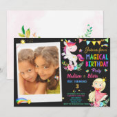 Photo Unicorn et invitation à l'anniversaire de la (Devant / Derrière)