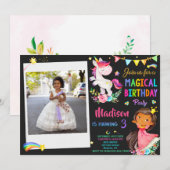 Photo Unicorn et invitation à l'anniversaire de la (Devant / Derrière)