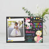 Photo Unicorn et invitation à l'anniversaire de la (Debout devant)