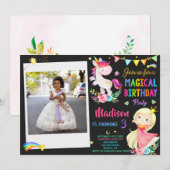 Photo Unicorn et invitation à l'anniversaire de la (Devant / Derrière)