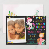 Photo Unicorn et invitation à l'anniversaire de la (Devant / Derrière)