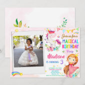 Photo Unicorn et invitation à l'anniversaire de la (Devant / Derrière)