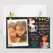 Photo Unicorn et invitation à l'anniversaire de la (Devant / Derrière)