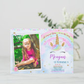 Photo Unicorn invitation anniversaire Fête magique (Debout devant)