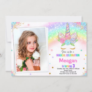 Photo Unicorn invitation anniversaire invitation m