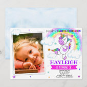 Photo Unicorn invitation anniversaire invitation m (Devant / Derrière)